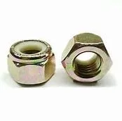 1-1/4"-12 Grade 8 Nylon Lock Nuts - Yellow Zinc - Fine Thread - 5 Pack