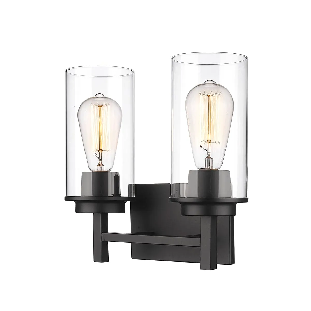 2 Lamps Janna Vanity Light - Matte Black - Clear Glass - 11.5in. Wide