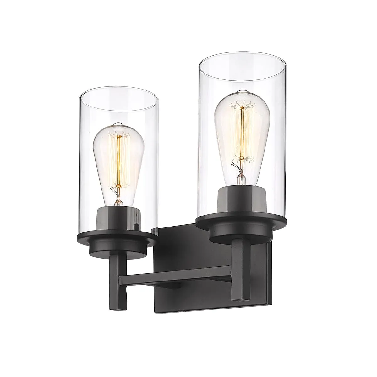 2 Lamps Janna Vanity Light - Matte Black - Clear Glass - 11.5in. Wide