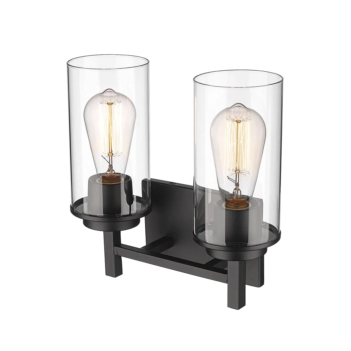 2 Lamps Janna Vanity Light - Matte Black - Clear Glass - 11.5in. Wide