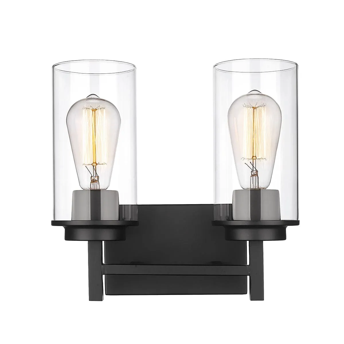 2 Lamps Janna Vanity Light - Matte Black - Clear Glass - 11.5in. Wide