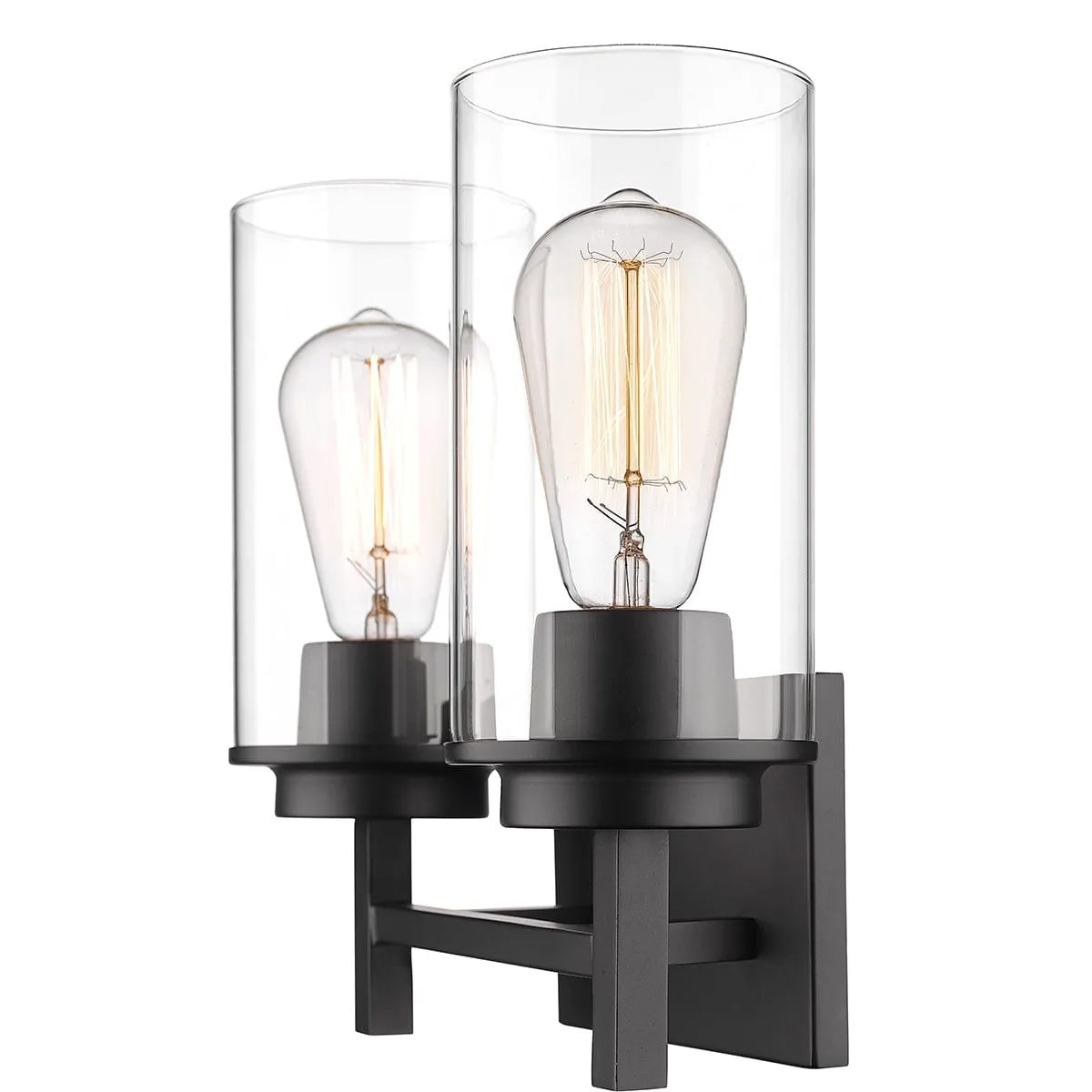 2 Lamps Janna Vanity Light - Matte Black - Clear Glass - 11.5in. Wide