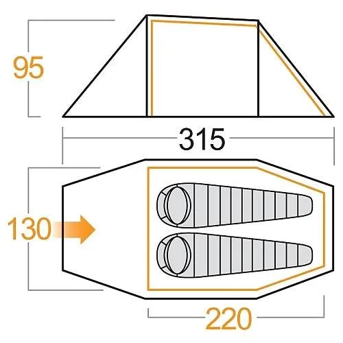 2 Person Camping & Hiking Tent - Spirit 200 - 2.4kg by Vango