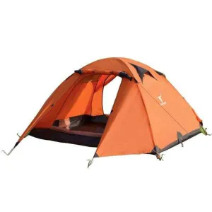 2 Person Portable Outdoor Lightweight Cycling Hiking Backpacking Camping Waterproof Tent - Orange