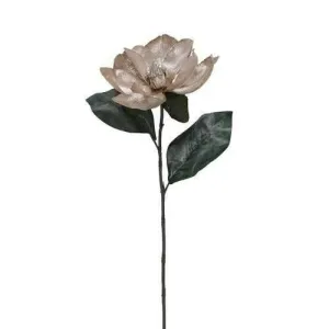 20" Artificial Metallic Rose Gold Colored Decorative Magnolia Stem