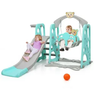 3 in 1 Toddler Climber and Swing Set Slide Playset-Green