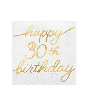 30th Golden Age Birthday Beverage Napkins Lowcount