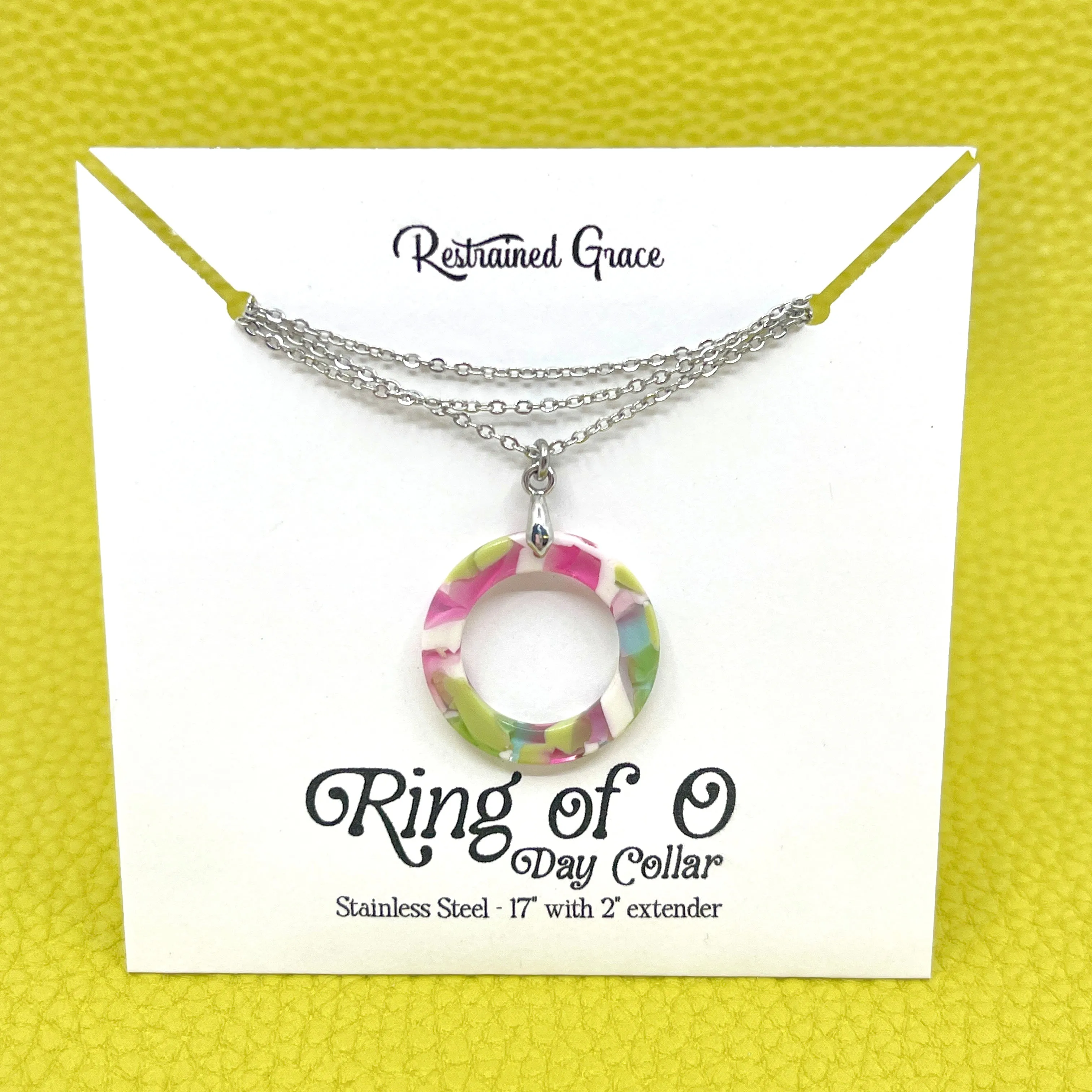 Acetate Ring of O Day Collar - Pink & Green