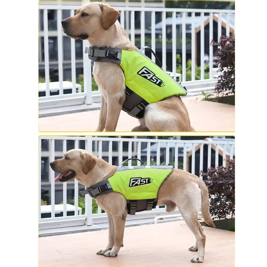 Adjustable Reflective Dog Life Jacket with Rescue Handle