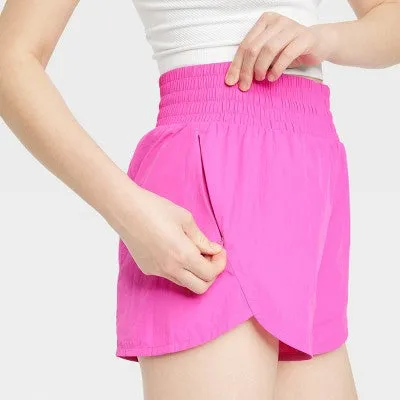 All In Motion Women's High Waist Crinkle Shorts Running Sports Shorts UPF 50 