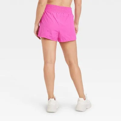 All In Motion Women's High Waist Crinkle Shorts Running Sports Shorts UPF 50 