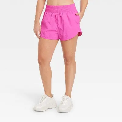 All In Motion Women's High Waist Crinkle Shorts Running Sports Shorts UPF 50 