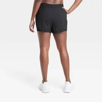 All in Motion Women's Translucent Tulip Shorts 3.5" Moisture-Wicking Nylon Quick-Dry Black S