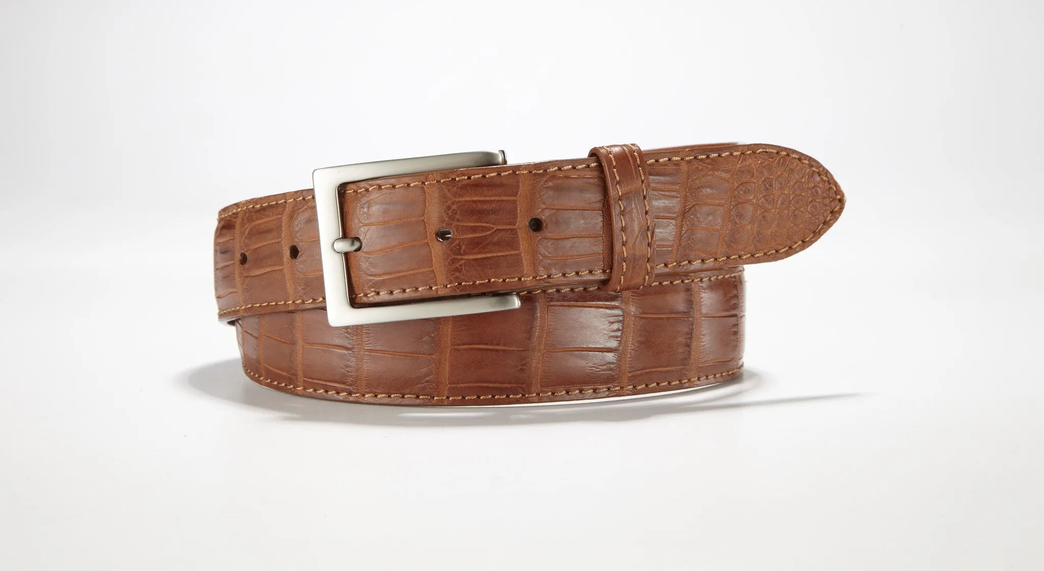 American Alligator Belt - Matte 1 3/8" - 35mm (Cognac)