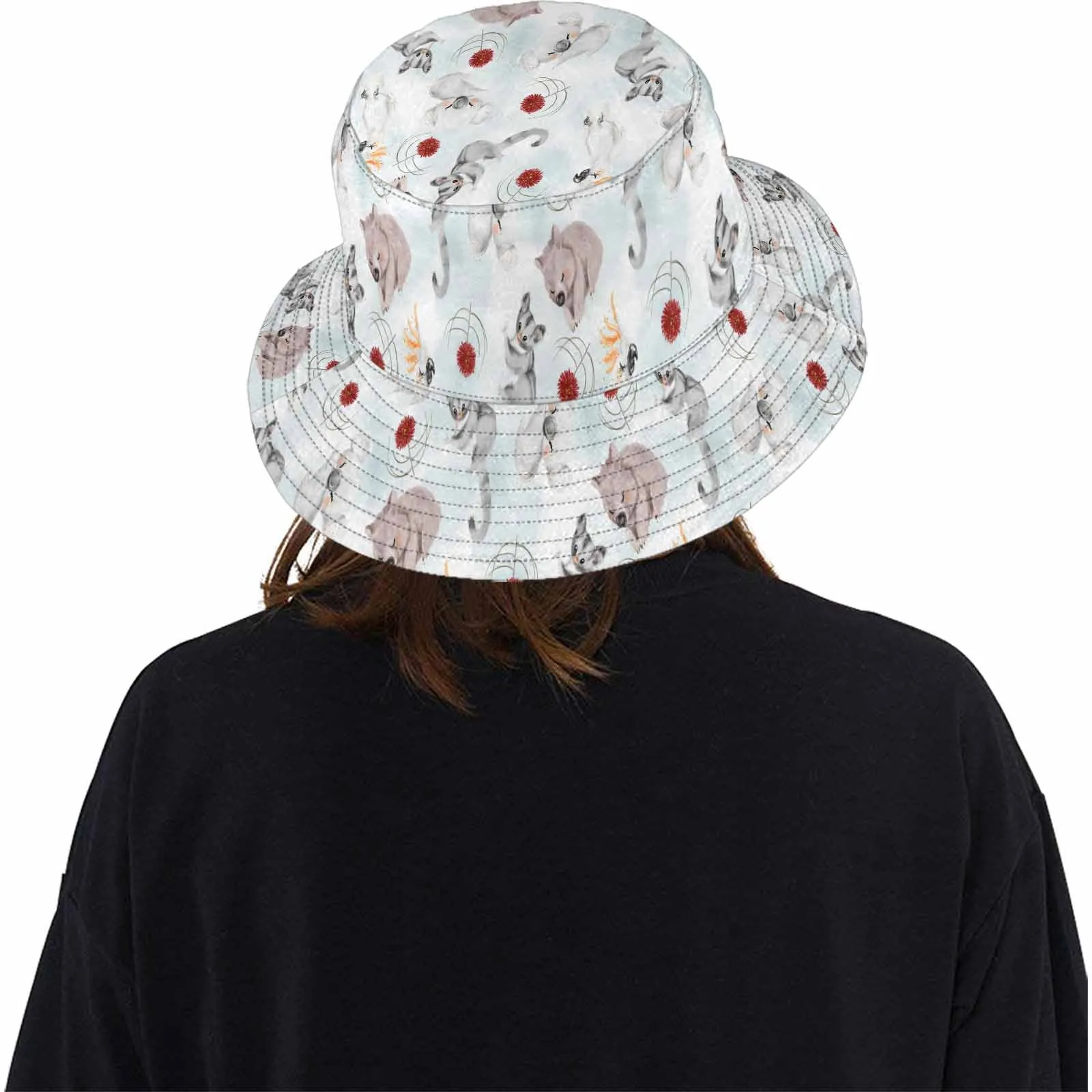 Australian Animals Koala, Sugar Glider, Wombat  Unisex Summer Single-Layer Bucket Hat