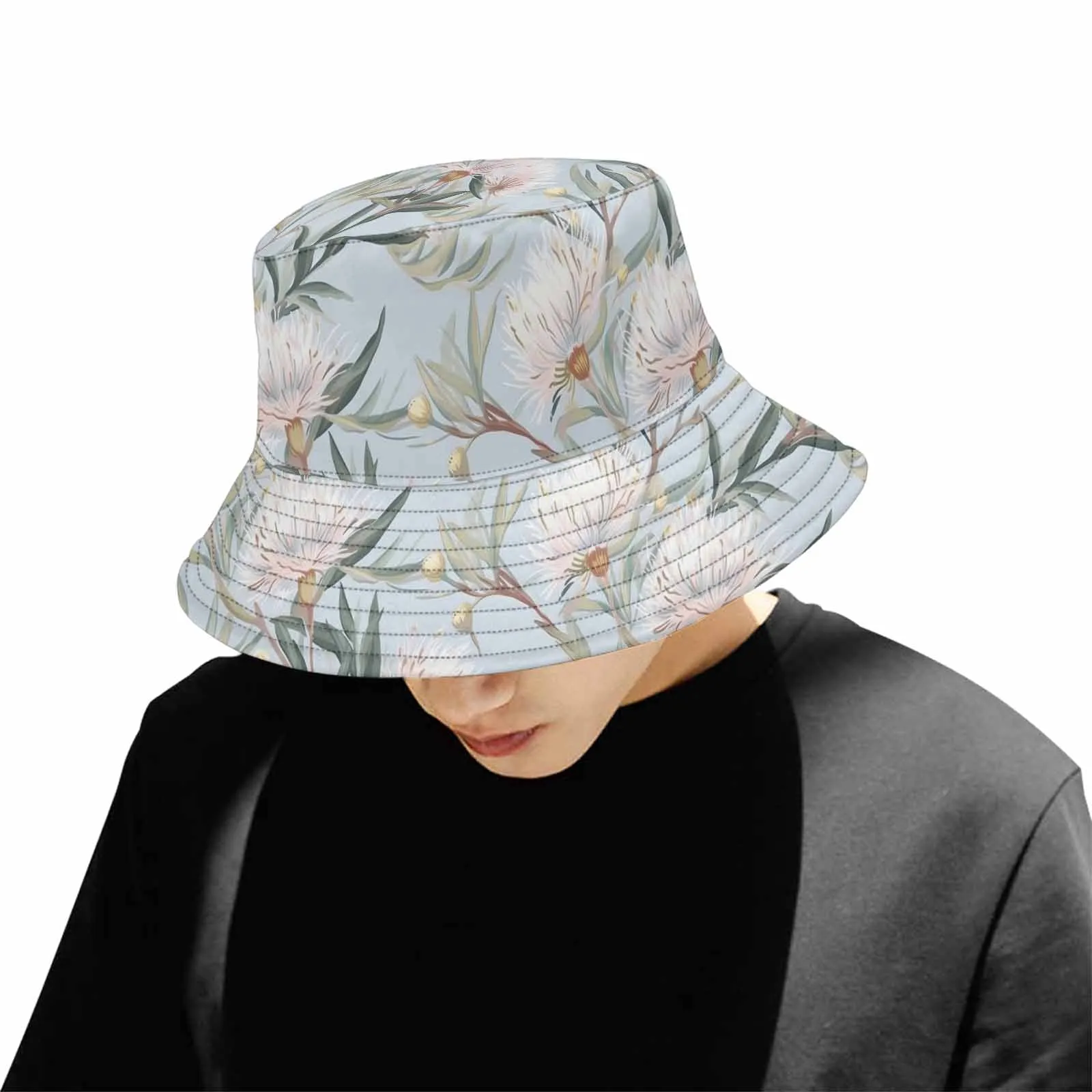 Australian Floral Blue  Unisex Summer Single-Layer Bucket Hat