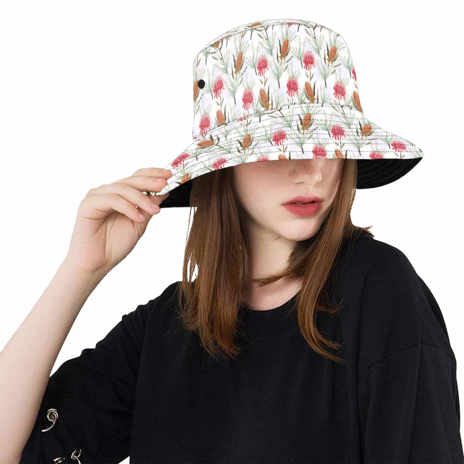 Australian Wattle 50  Unisex Summer Single-Layer Bucket Hat