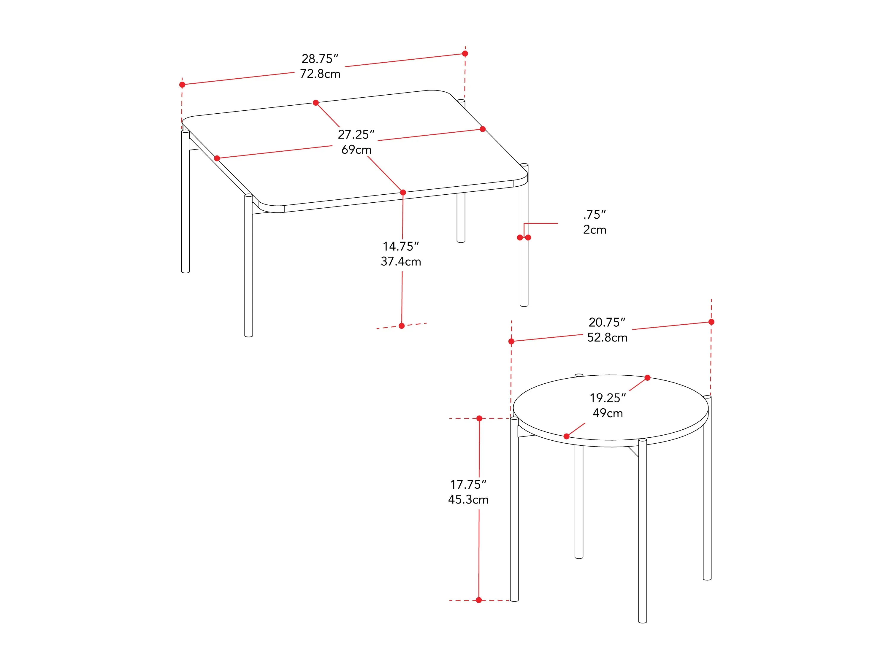 Black Marble Coffee Table Set