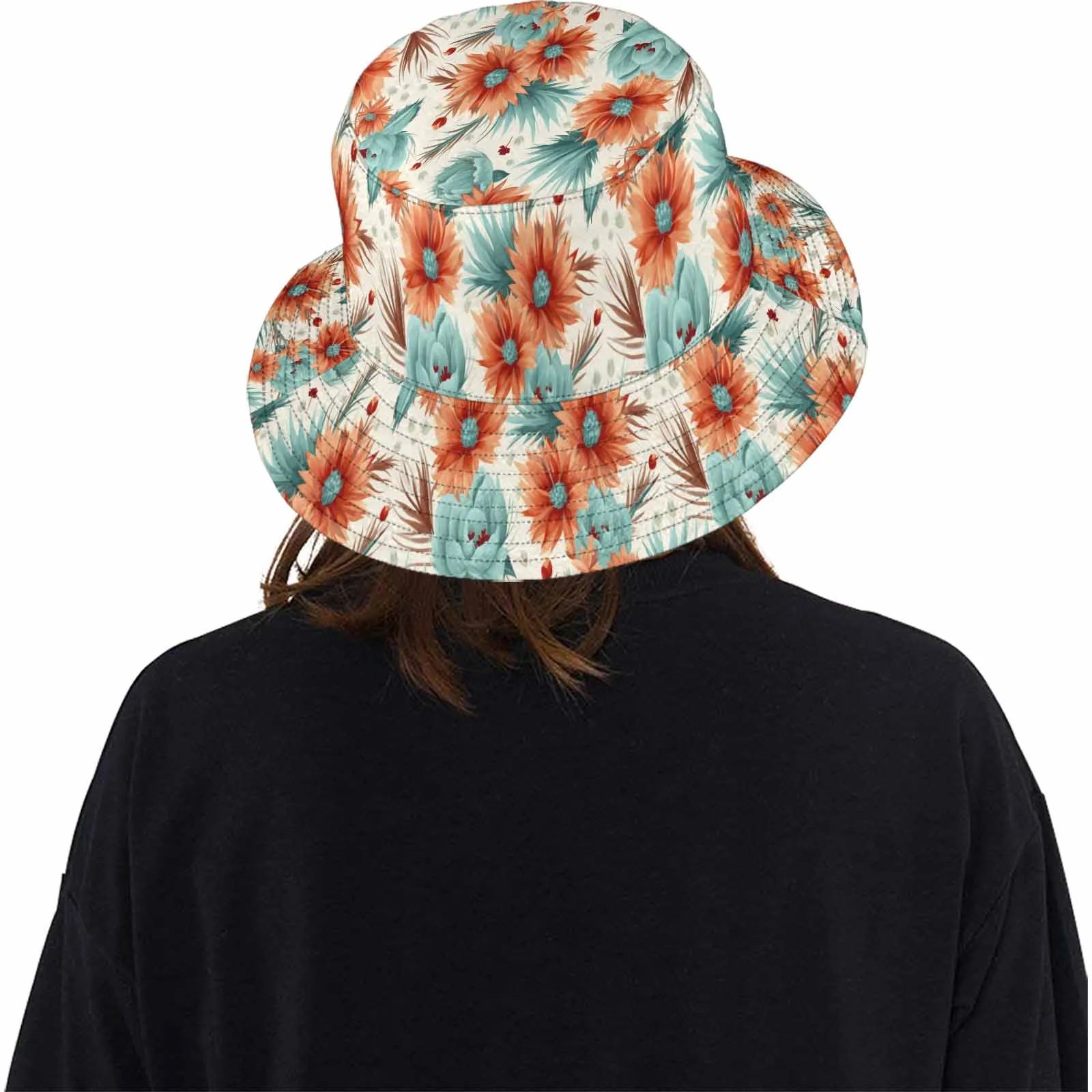 Boho Floral  Unisex Summer Single-Layer Bucket Hat