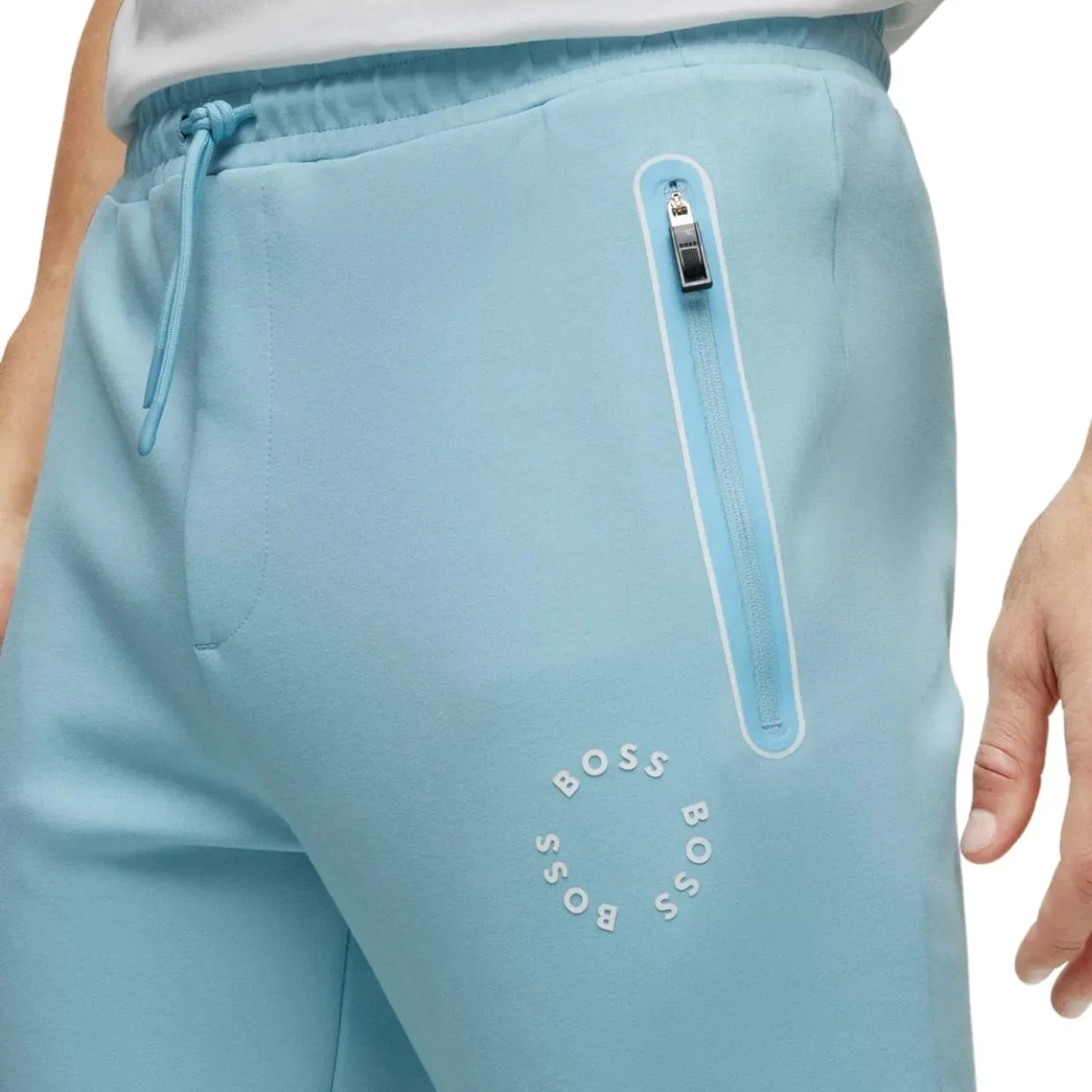 BOSS Circular Logo Light Blue Jogging Bottoms