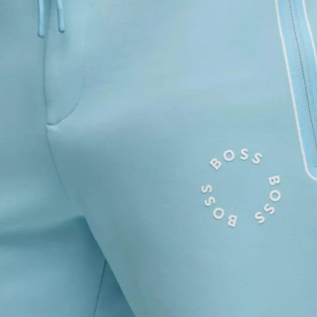 BOSS Headlo Circular Logo Light Blue Sweat Short