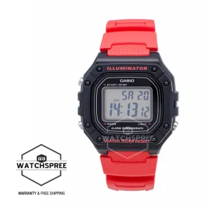 Casio Standard Digital Red Resin Band Watch W218H-4B W-218H-4B