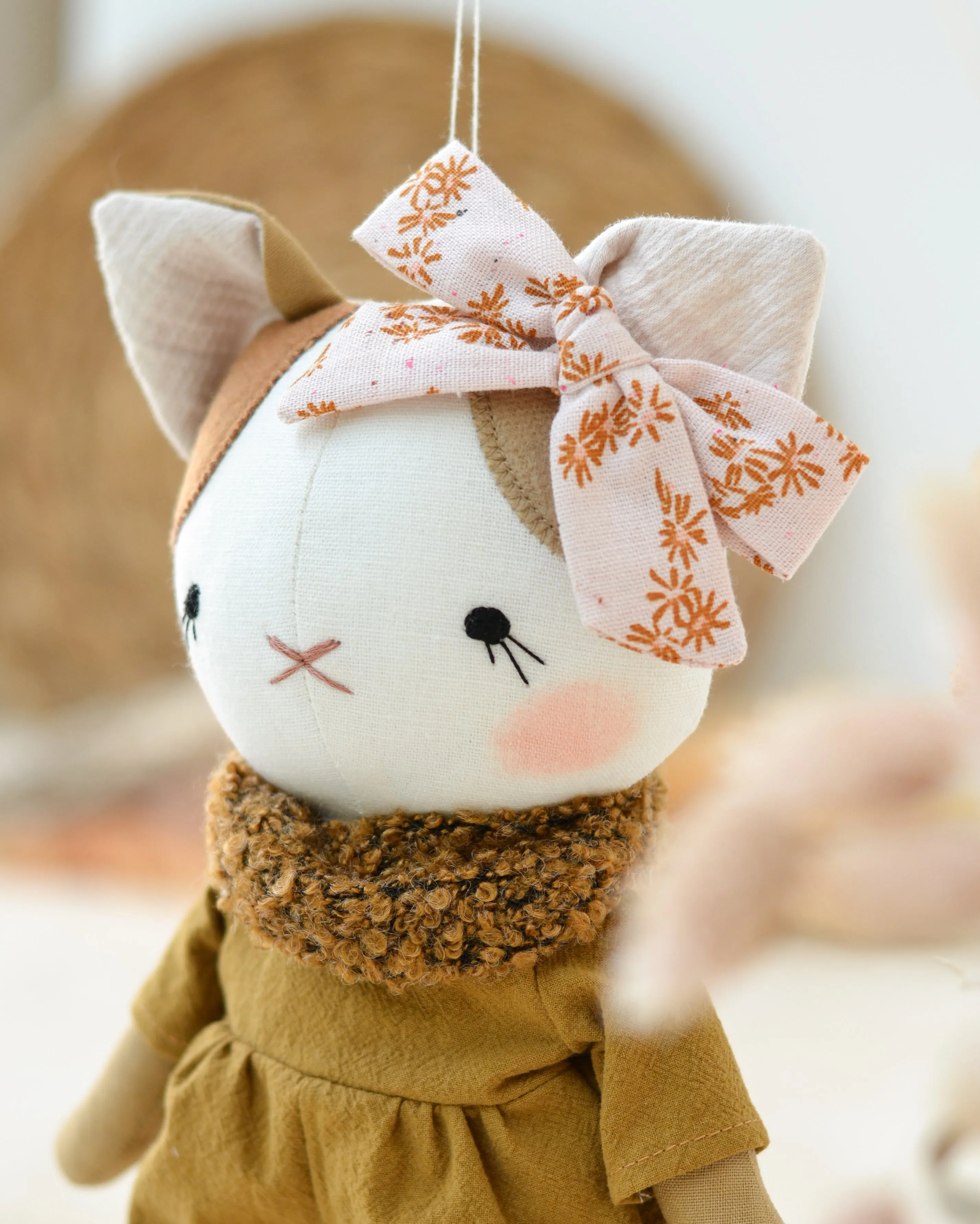 Cat Soft Toy Lucie Ocre Jumpsuit