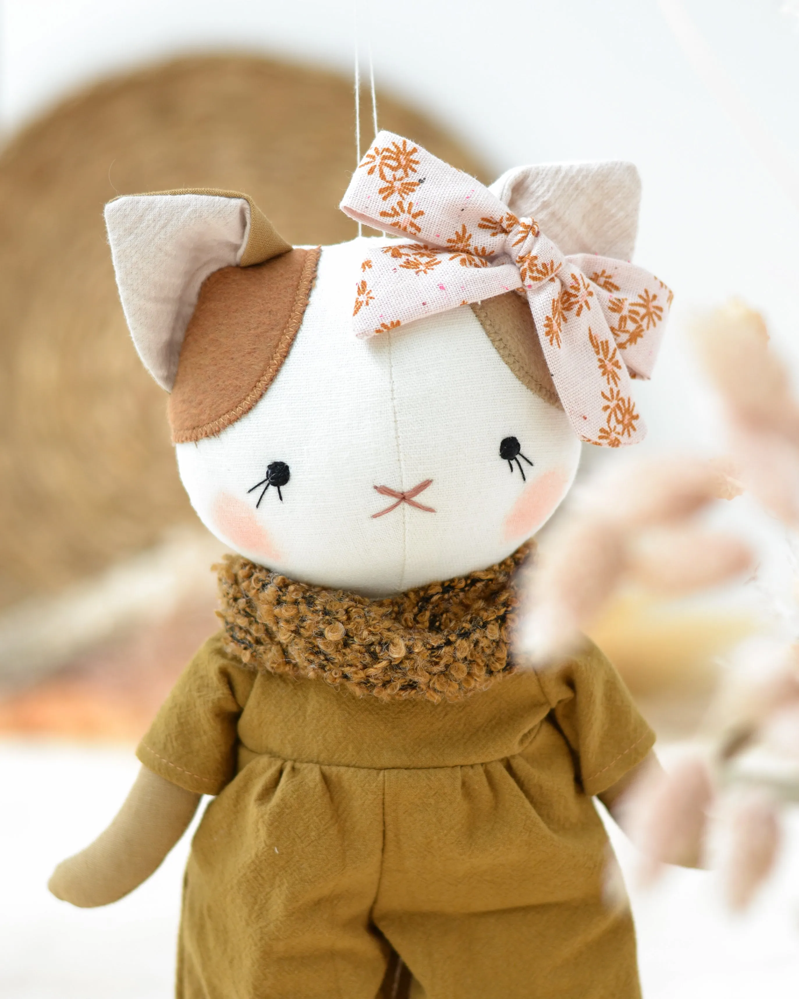 Cat Soft Toy Lucie Ocre Jumpsuit