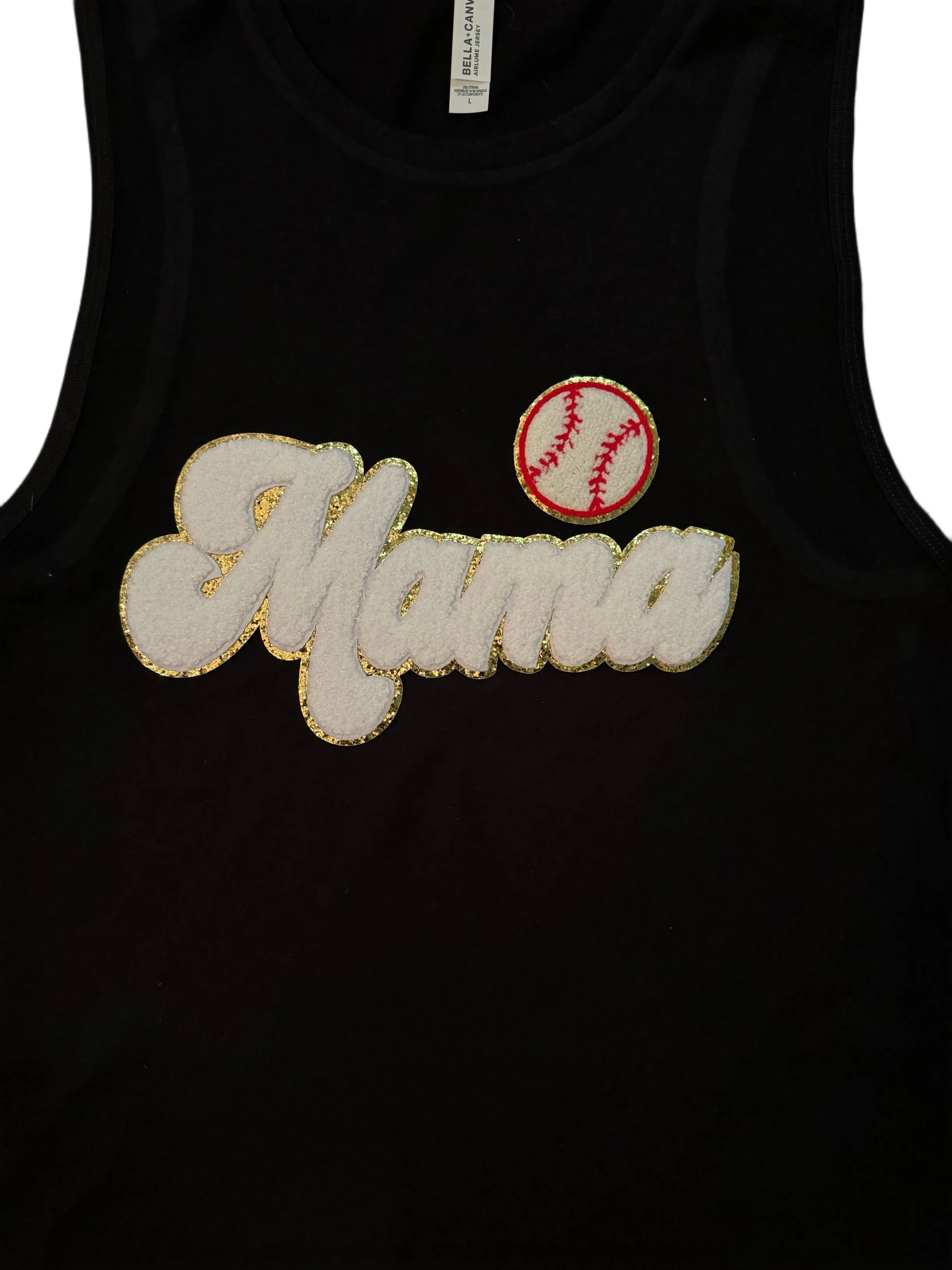 Chenille Patch Baseball Mama Tank Tops (Various Styles)