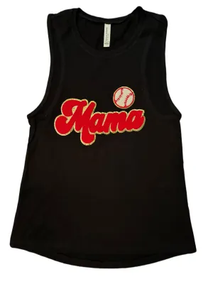 Chenille Patch Baseball Mama Tank Tops (Various Styles)