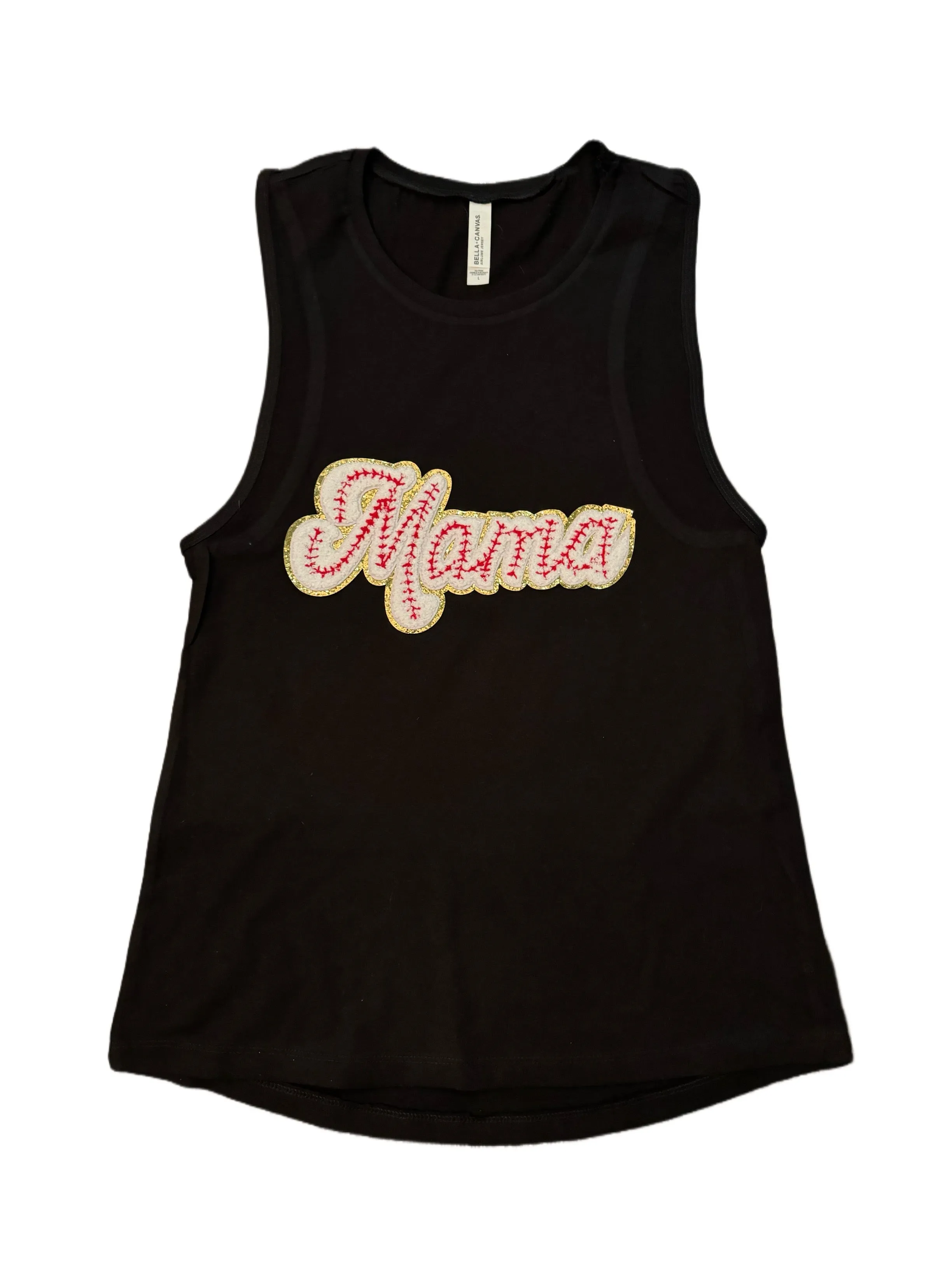 Chenille Patch Baseball Mama Tank Tops (Various Styles)