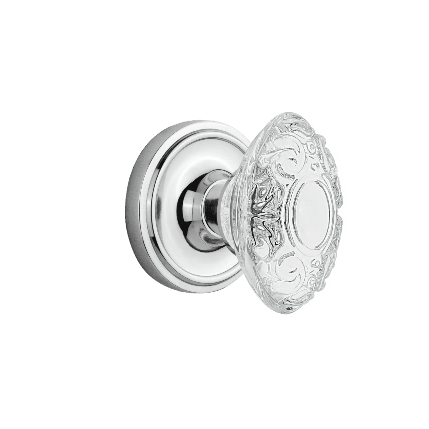 Classic Rosette with Crystal Victorian Knob in Bright Chrome