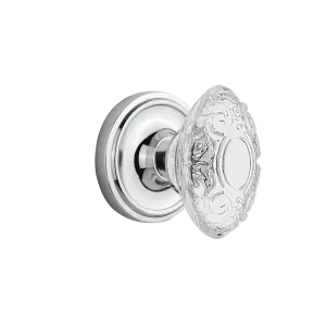 Classic Rosette with Crystal Victorian Knob in Bright Chrome