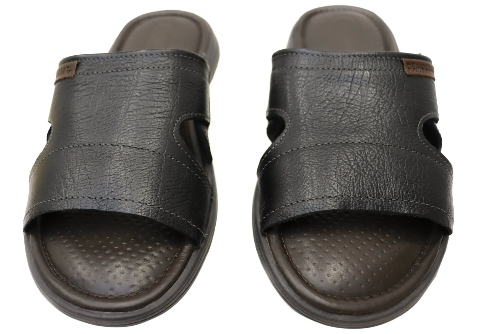 Democrata Jeff Mens Leather Comfortable Slide Sandals Made In Brazil