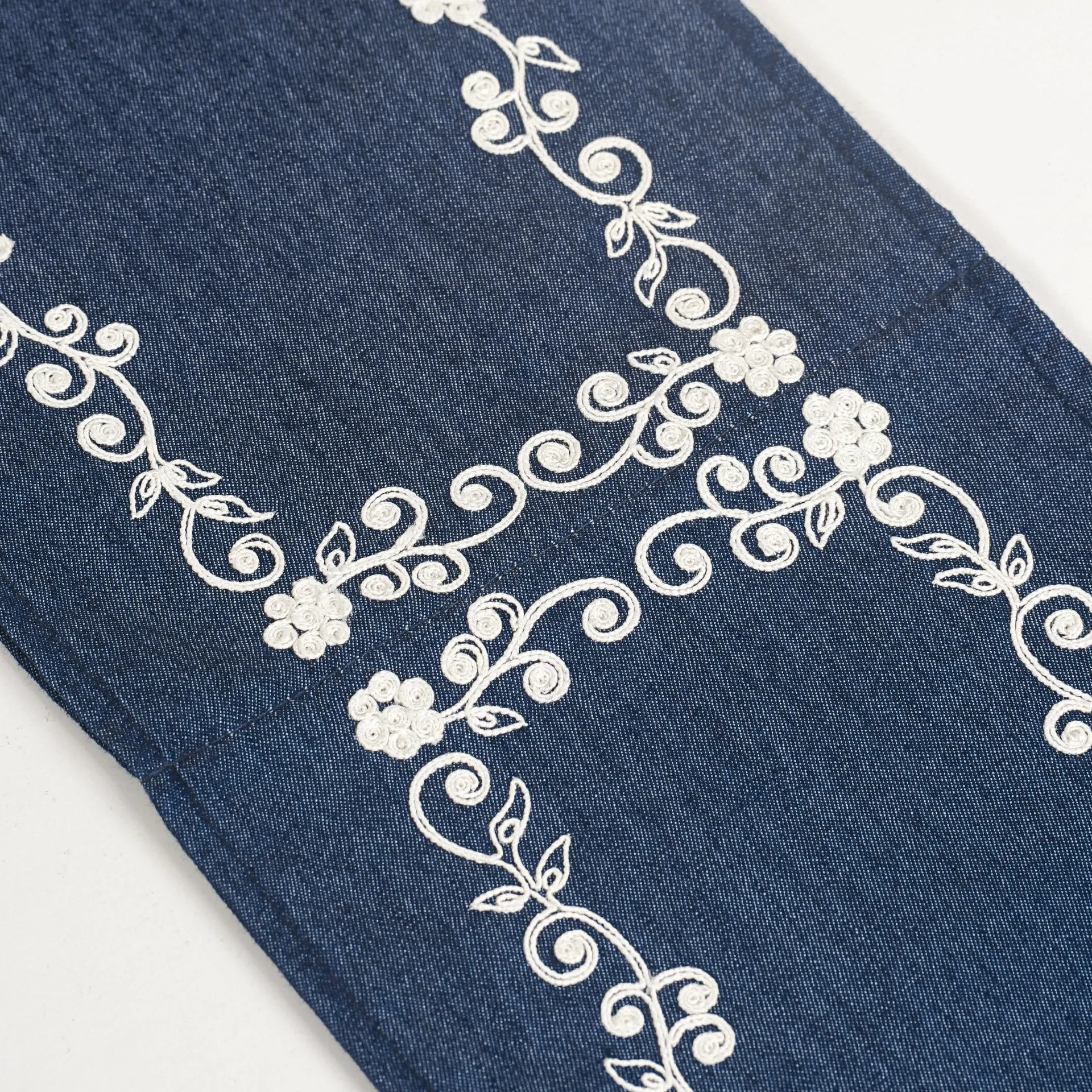 Denim Tissue Roll Holder with Bullion Embroidery