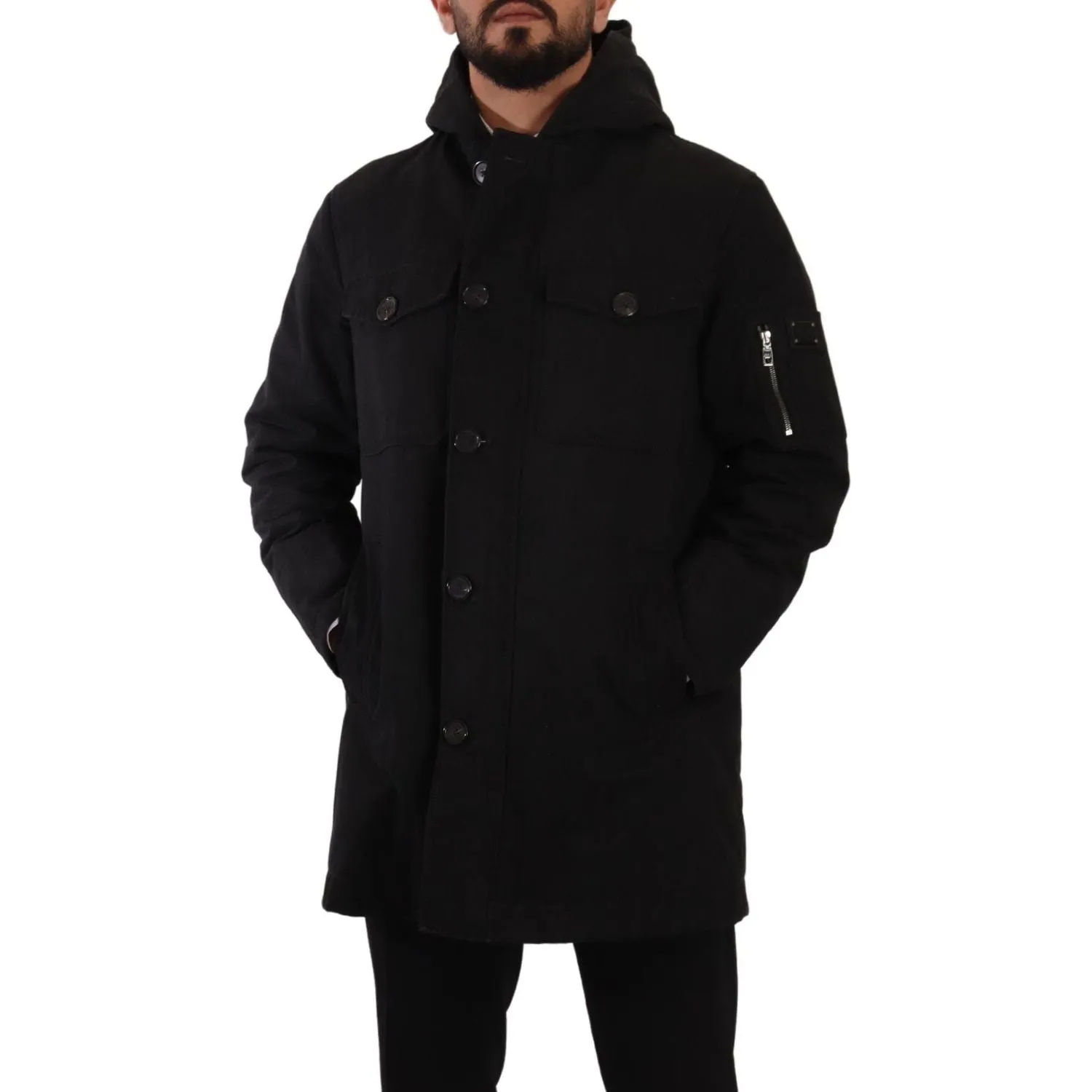 Dolce & Gabbana Elegant Black Parka Hooded Jacket