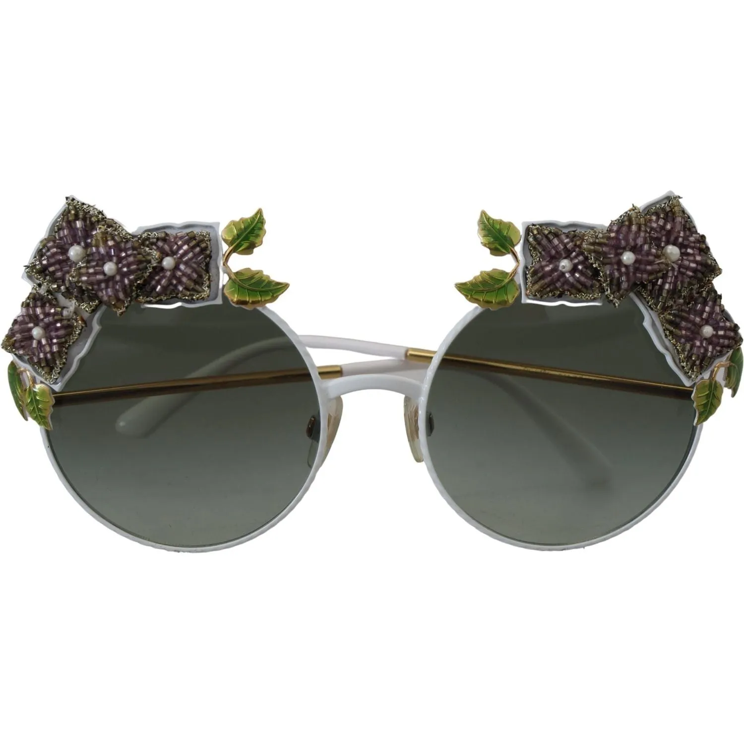 Dolce & Gabbana Elegant Floral Embellished Gold Sunglasses