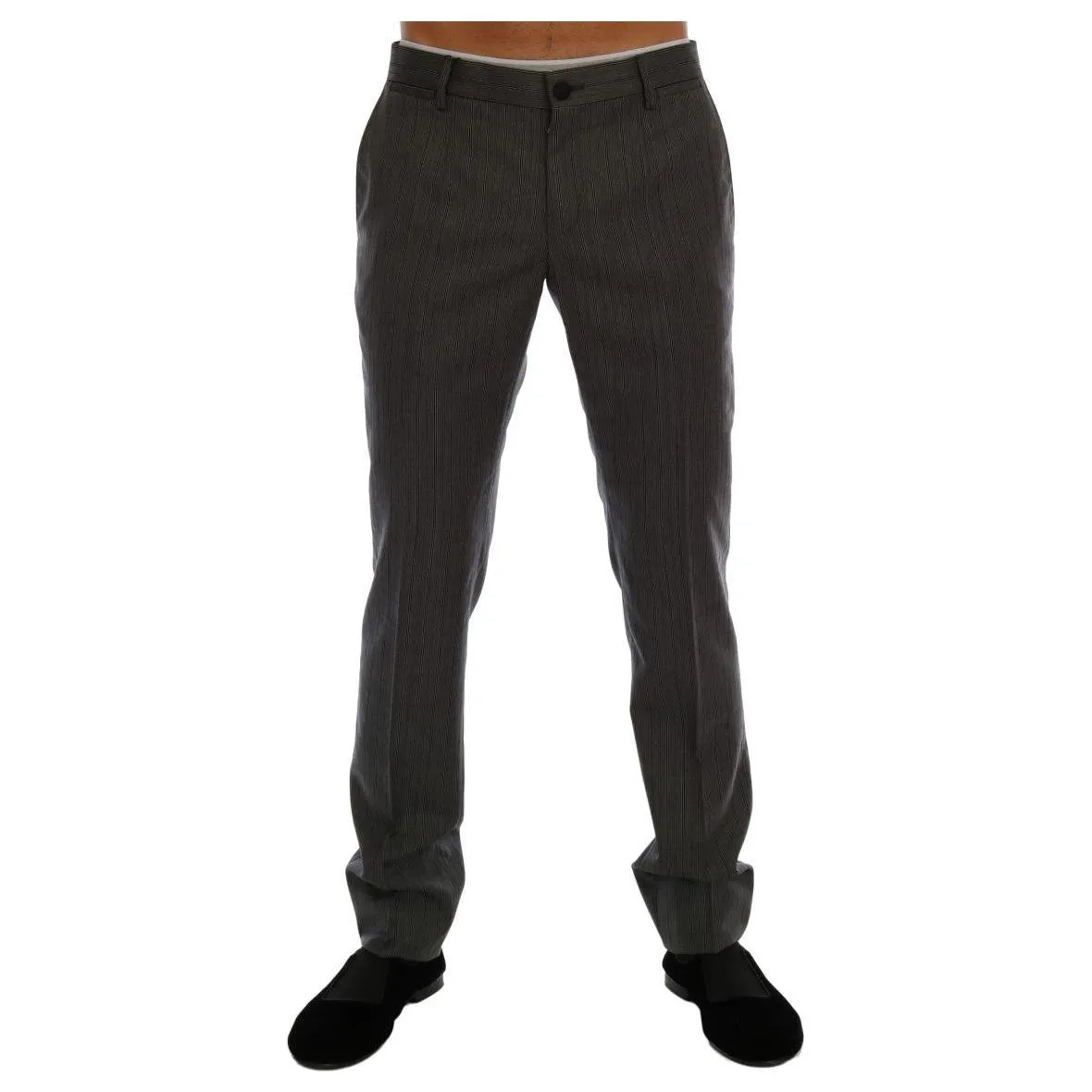 Dolce & Gabbana Elegant Gray Striped Wool Formal Trousers