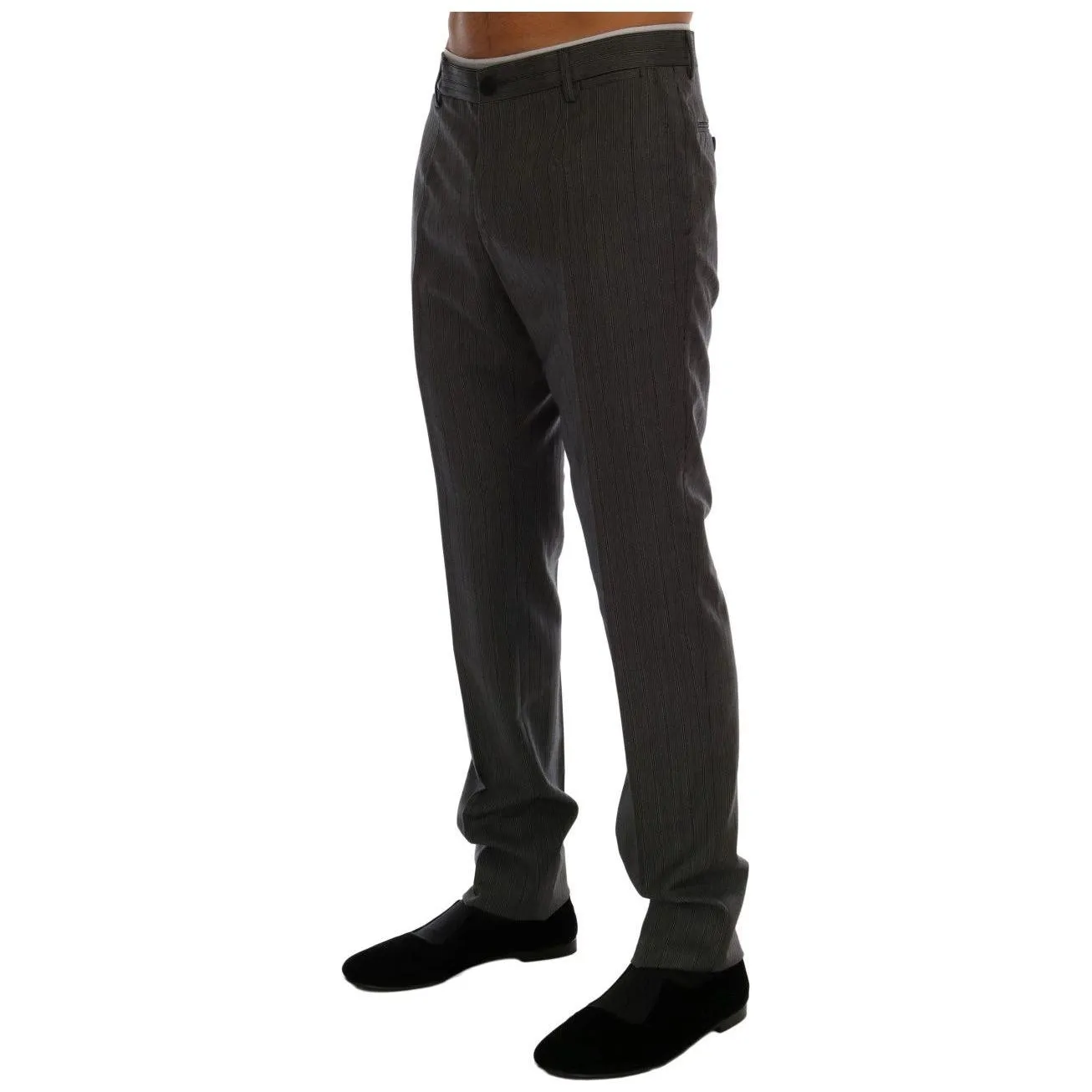 Dolce & Gabbana Elegant Gray Striped Wool Formal Trousers