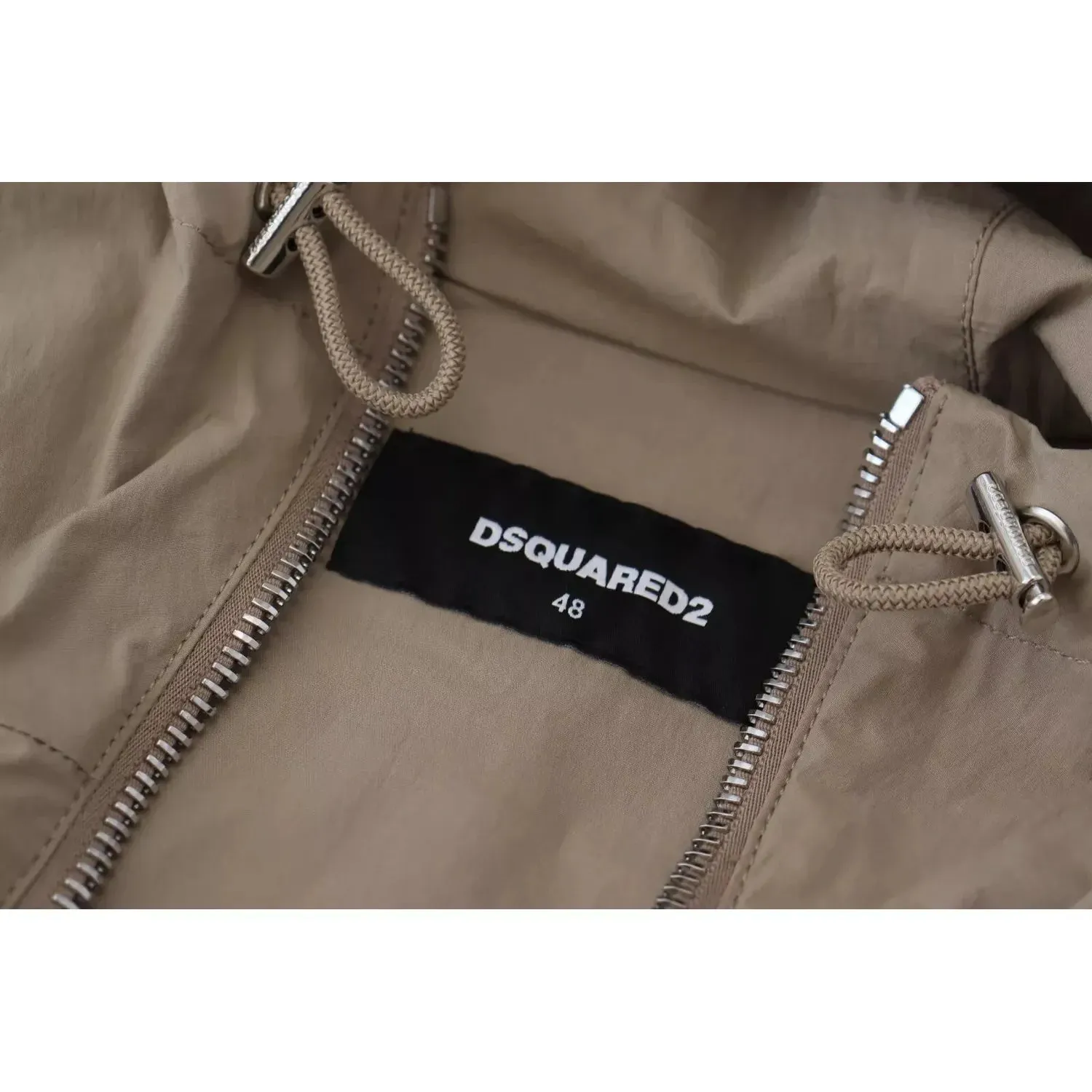 Dsquared² Brown Gray Sleeves Hooded Full Zip Jacket