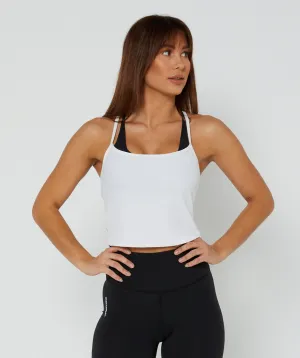 Elevate Ribbed Cropped Singlet White