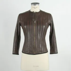 Emilio Romanelli Brown Leather Women Jacket