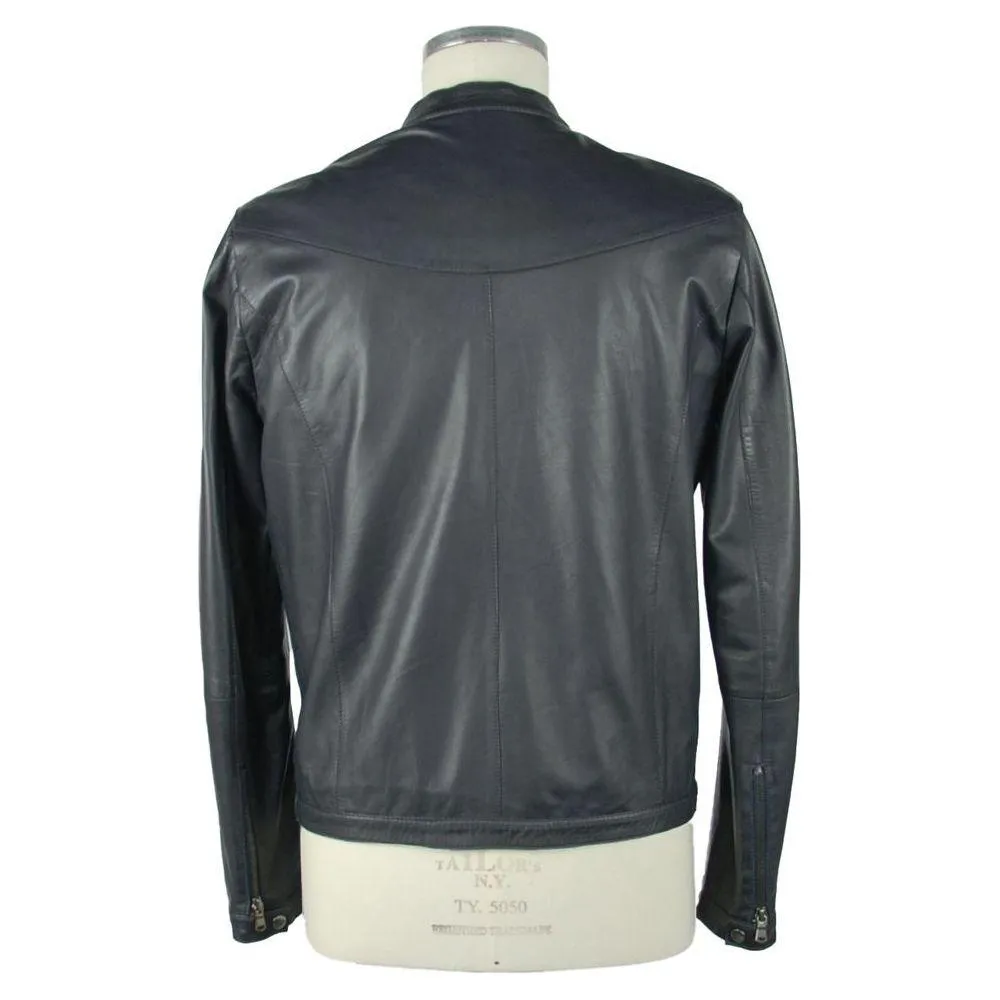 Emilio Romanelli Sapphire Elegance Leather Jacket