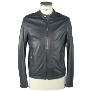 Emilio Romanelli Sapphire Elegance Leather Jacket