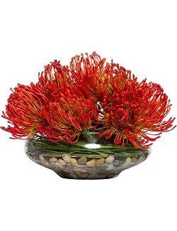 Fire Orange Pincushion Small Centerpiece Yacht Silks Arrangement