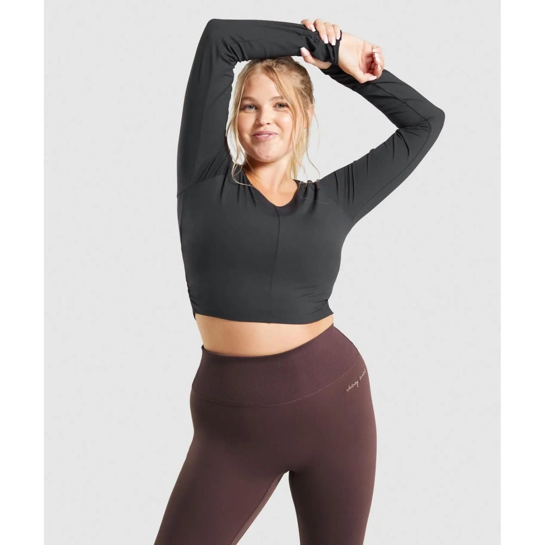 Gymshark Womens Long Sleeve Whitney Crop Top - Black