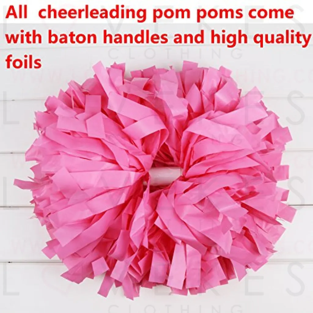 ICObuty Plastic Cheerleader Cheerleading Pom Poms 6 inch 1 Pair 2 Pieces (Red-Black-White)