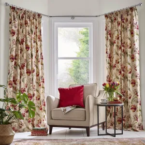 Laura Ashley Gosford Pencil Pleat Curtains - Cranberry