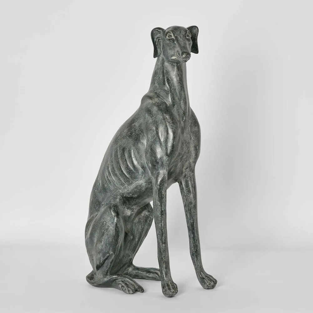 Lino Dog Sculpture Sitting Black