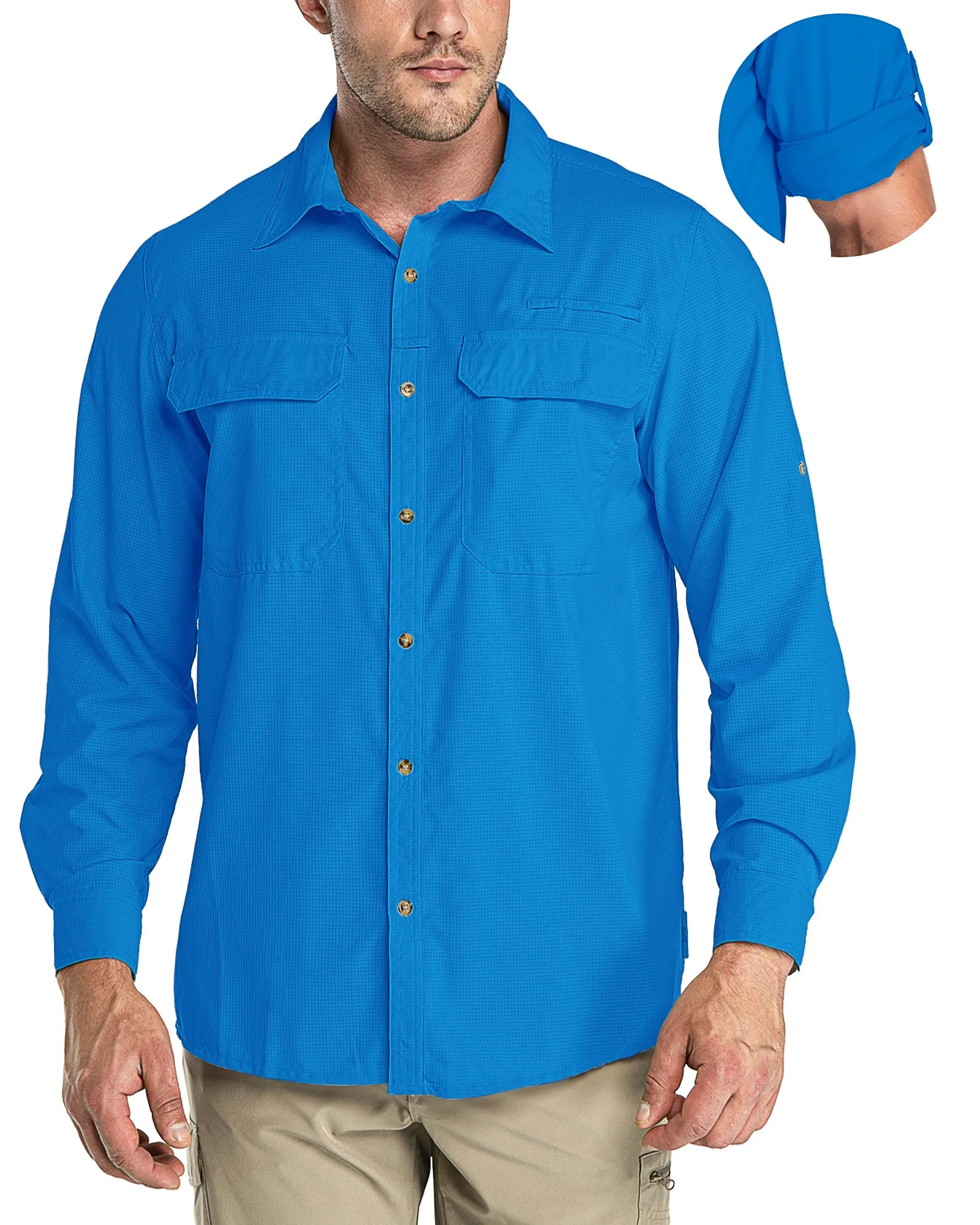 Men’s Long Sleeve UPF 50  GEO® Air-Hole Dry Cooling Shirts with Outdoor Activity Designs